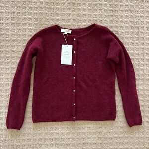 Sézane Burgundy Button-Up Cardigan